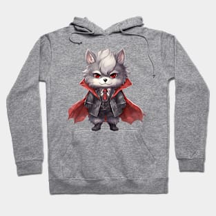 Cartoon Gray Wolf in Dracula Costume Hoodie